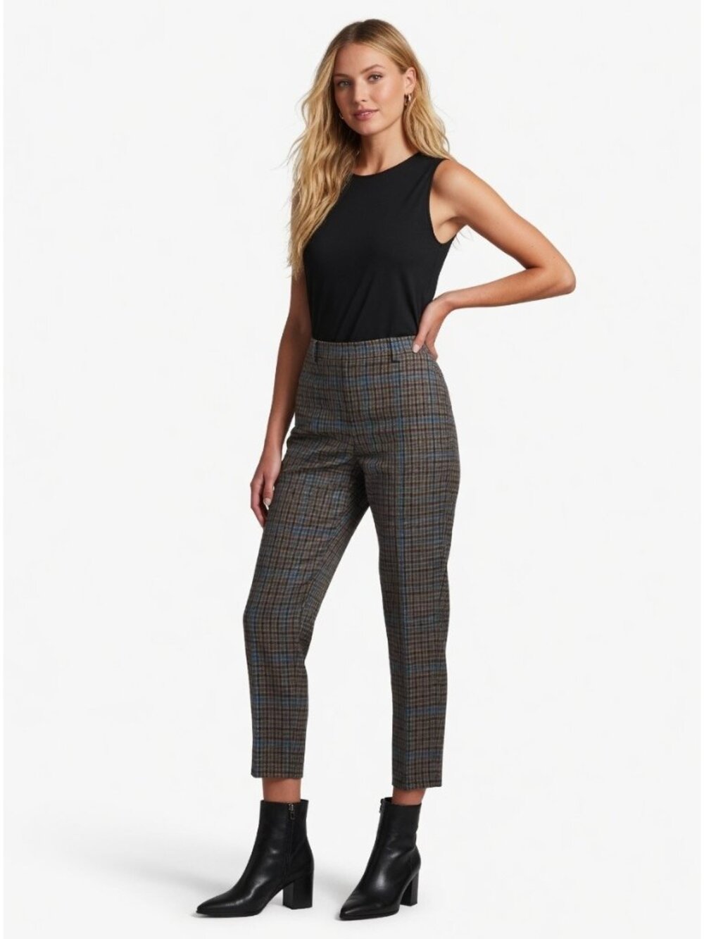 NWT Theory Treeca in Dawson Portland Plaid Stretch Wool Tapered Crop Pants 4